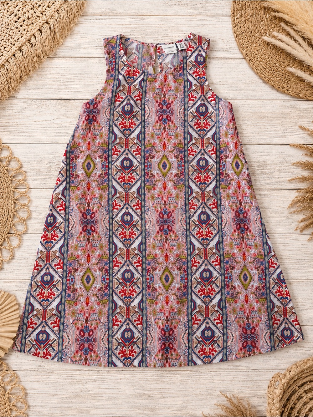 Rachel Zoe 100% Linen Trapeze Dress Medium Boho Resort Sleeveless‎